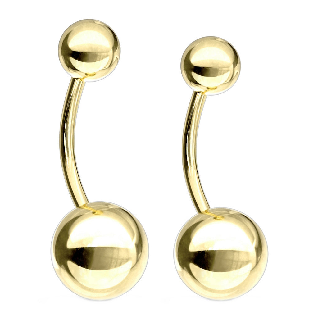 Classic Belly Button Ring 14G Gold Plated 316L Surgical Steel