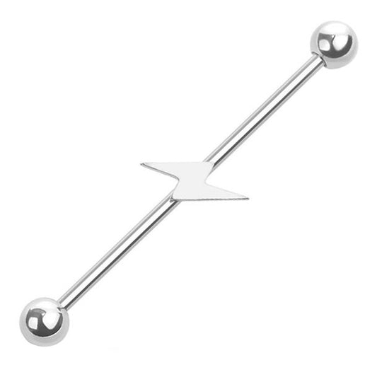 Lightning Bolt Industrial Barbell 14G 316L Surgical Steel
