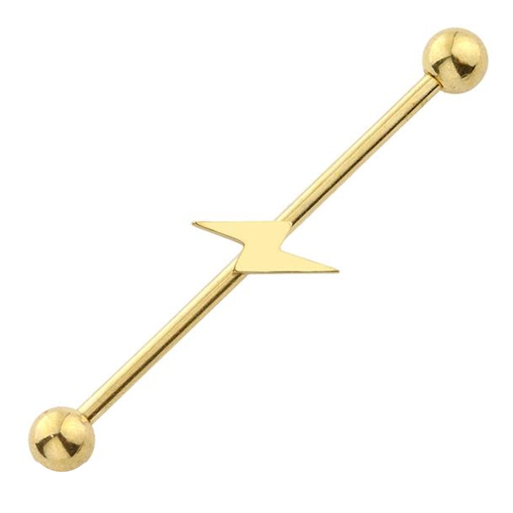 Lightning Bolt Industrial Barbell 14G 316L Surgical Steel