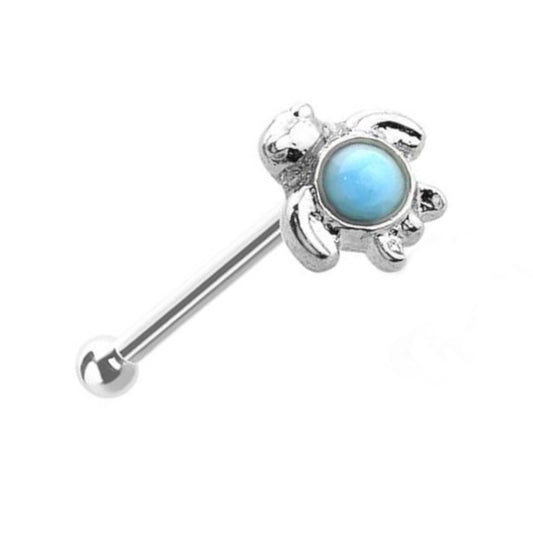 Sea Turtle Turquoise Nose Stud 20G Surgical Steel