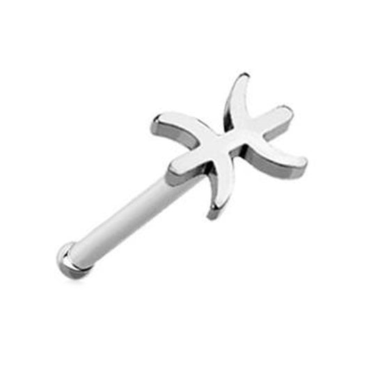 Pisces Zodiac Nose Bone Stud 20G 1/4" 316L Surgical Steel Nose Ring