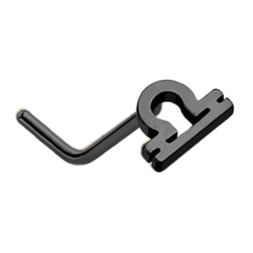 Libra Zodiac L Bend Nose Stud 20G 1/4" 316L Surgical Steel Nose Ring in black on a white background.