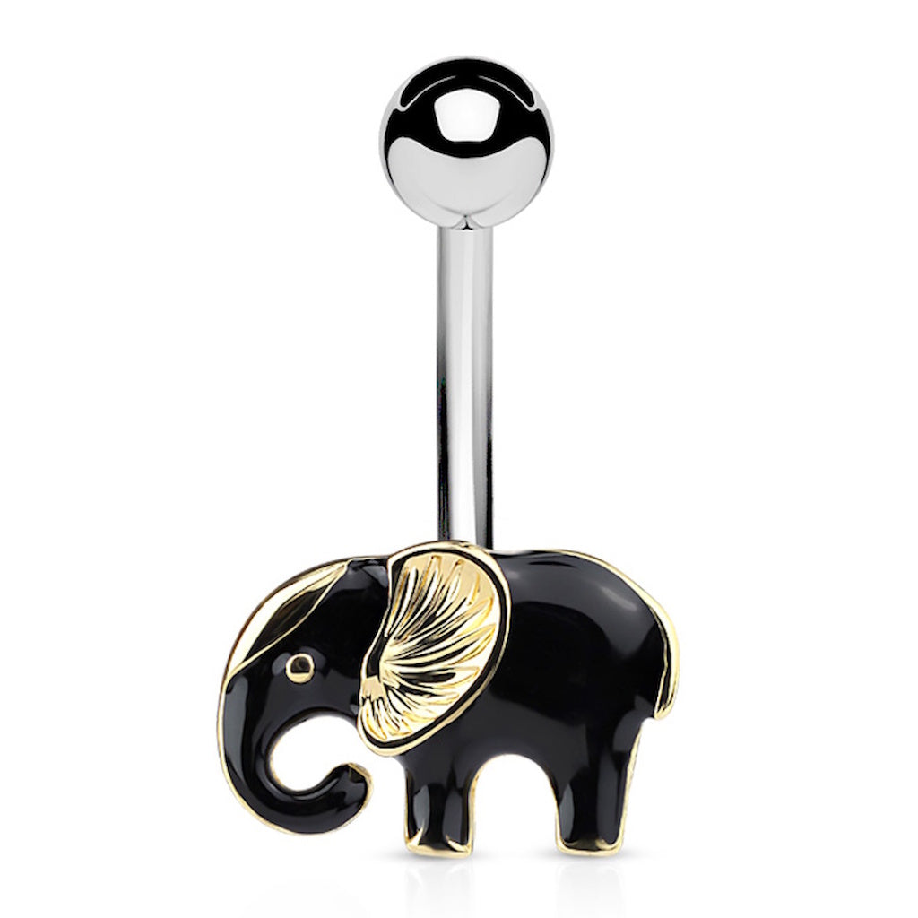 Elephant Belly Ring 14G 316L Surgical Steel Black Enamel