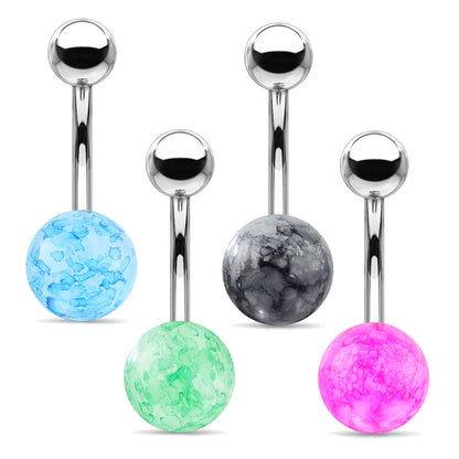 Faux Dazzle Cracked Stone Belly Ring 14G 316L Surgical Steel