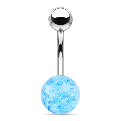 Faux Dazzle Cracked Stone Belly Ring 14G 316L Surgical Steel