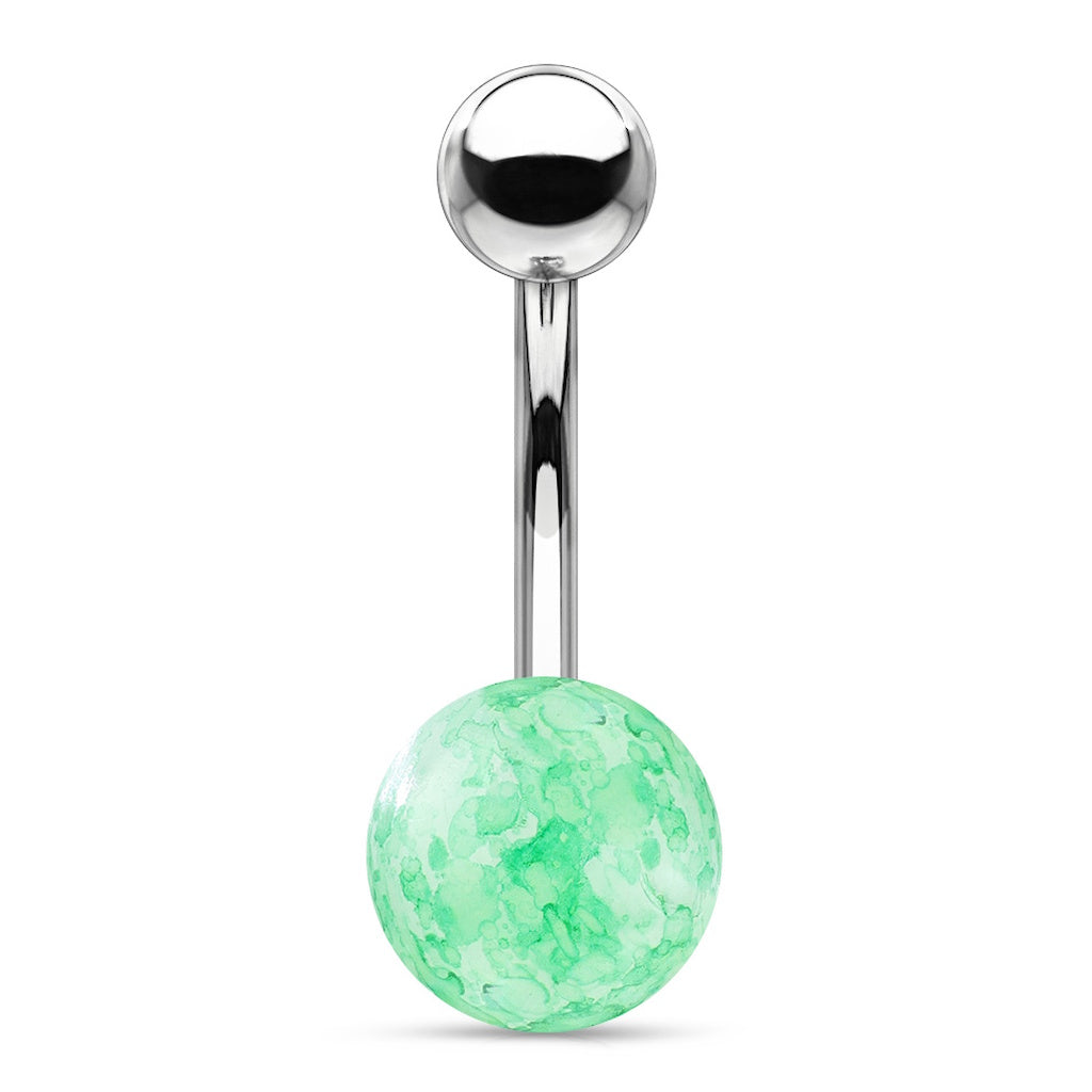 Faux Dazzle Cracked Stone Belly Ring 14G 316L Surgical Steel