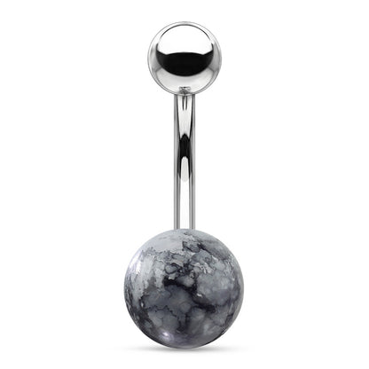 Faux Dazzle Cracked Stone Belly Ring 14G 316L Surgical Steel