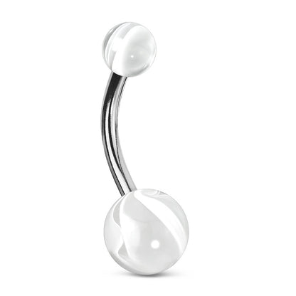Marble Design Belly Bar 14G 316L Surgical Steel UV Acrylic