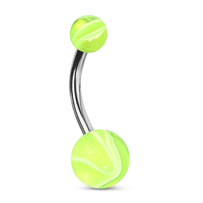 Marble Design Belly Bar 14G 316L Surgical Steel UV Acrylic