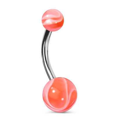 Marble Design Belly Bar 14G 316L Surgical Steel UV Acrylic