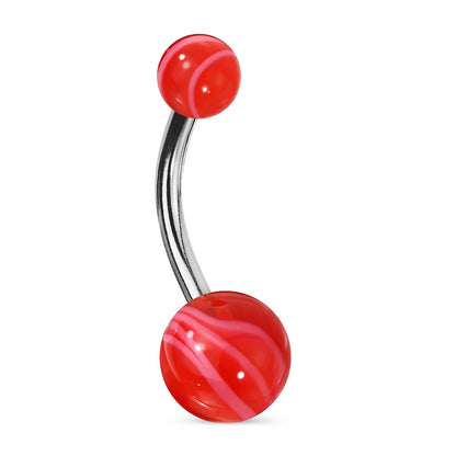 Marble Design Belly Bar 14G 316L Surgical Steel UV Acrylic