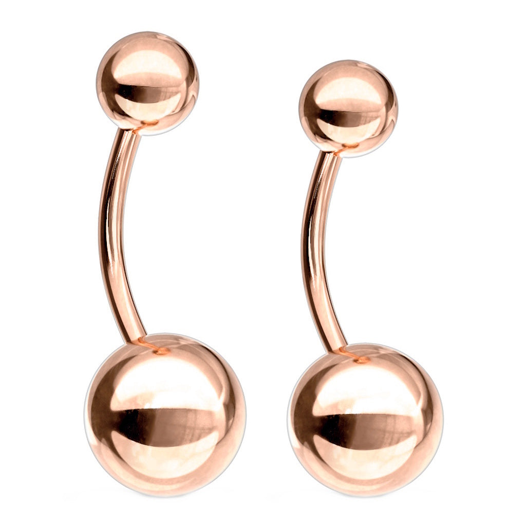 Classic Rose Gold Belly Button Ring 14G 316L Surgical Steel