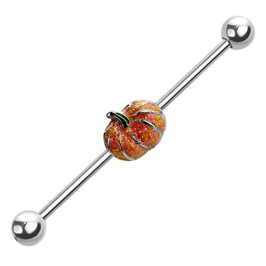14 Gauge 316L Surgical Steel Pumpkin Industrial Barbell For Scaffold Piercings