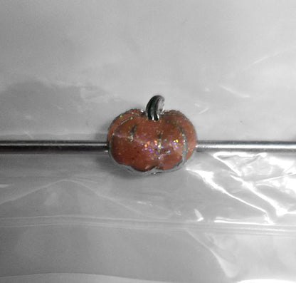 14 Gauge 316L Surgical Steel Pumpkin Industrial Barbell For Scaffold Piercings