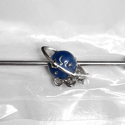 Blue Planet Star Dangle Industrial Barbell 14G 316L Surgical Steel