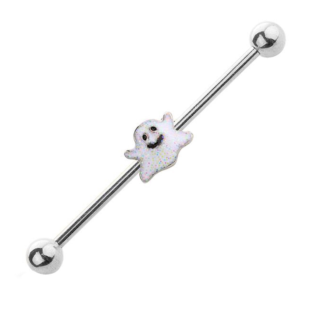 14 Gauge Ghost Industrial Bar In Steel Or Black Color - Great For Halloween