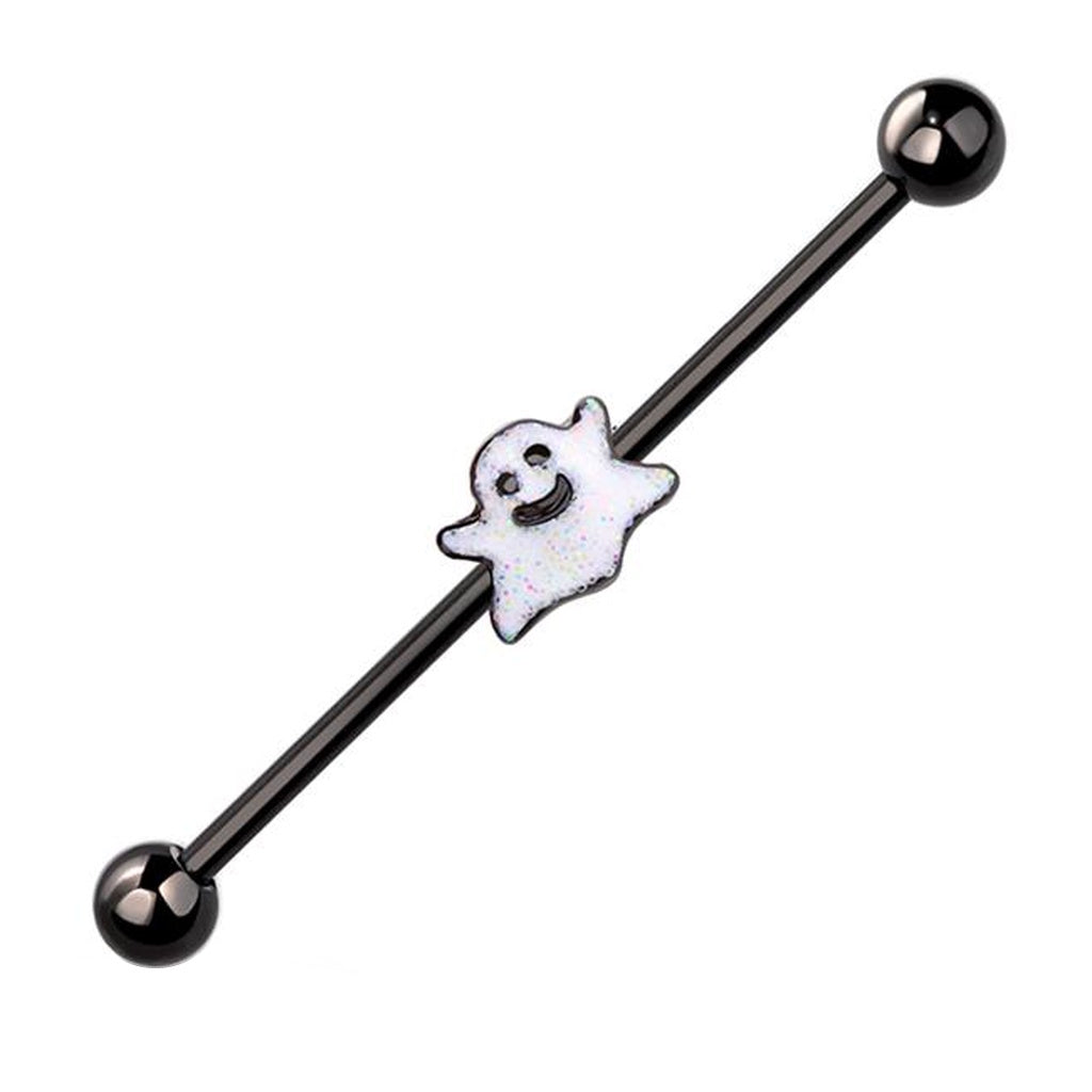 14 Gauge Ghost Industrial Bar In Steel Or Black Color - Great For Halloween