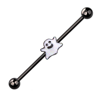 14 Gauge Ghost Industrial Bar In Steel Or Black Color - Great For Halloween