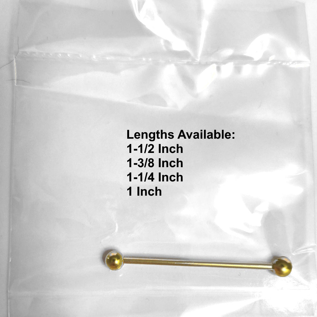 Classic Gold Plated Industrial Barbell 14G 316L Surgical Steel