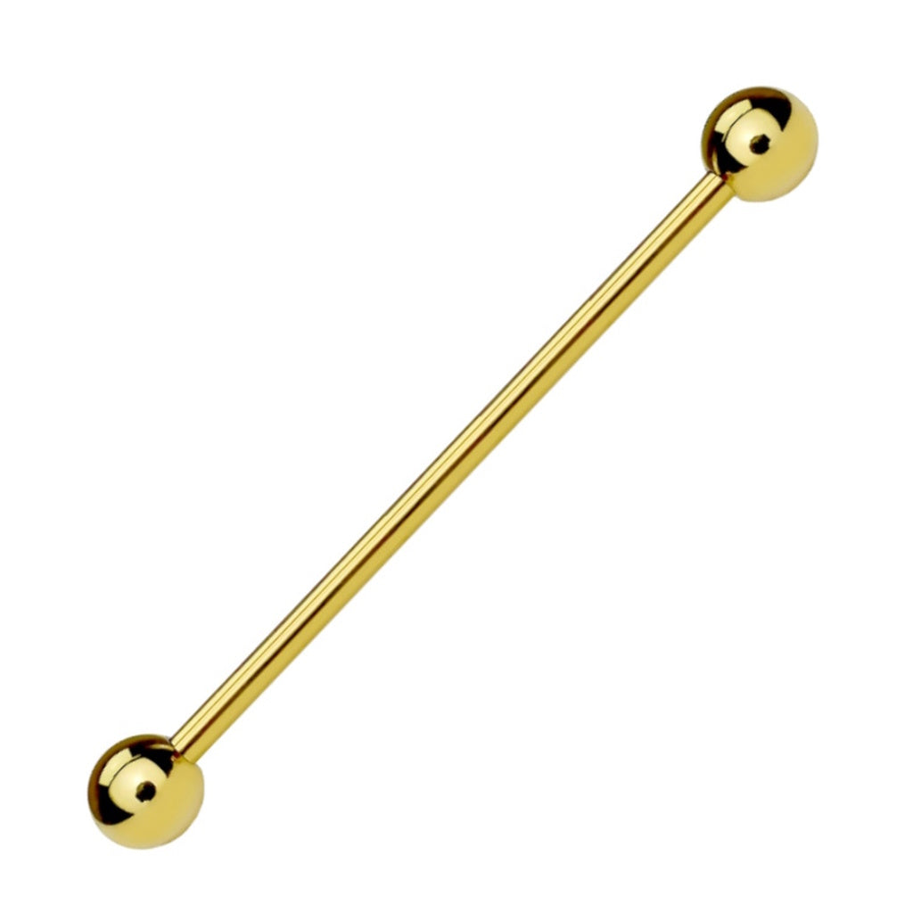 Classic Gold Plated Industrial Barbell 14G 316L Surgical Steel