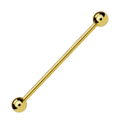 Classic Gold Plated Industrial Barbell 14G 316L Surgical Steel