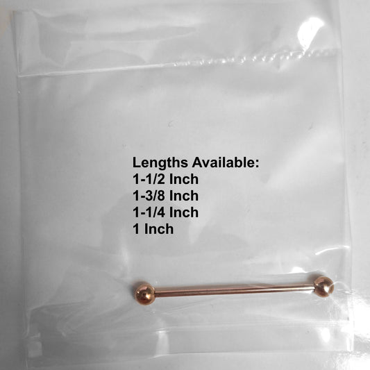 Classic Rose Gold Industrial Barbell 14G 316L Surgical Steel