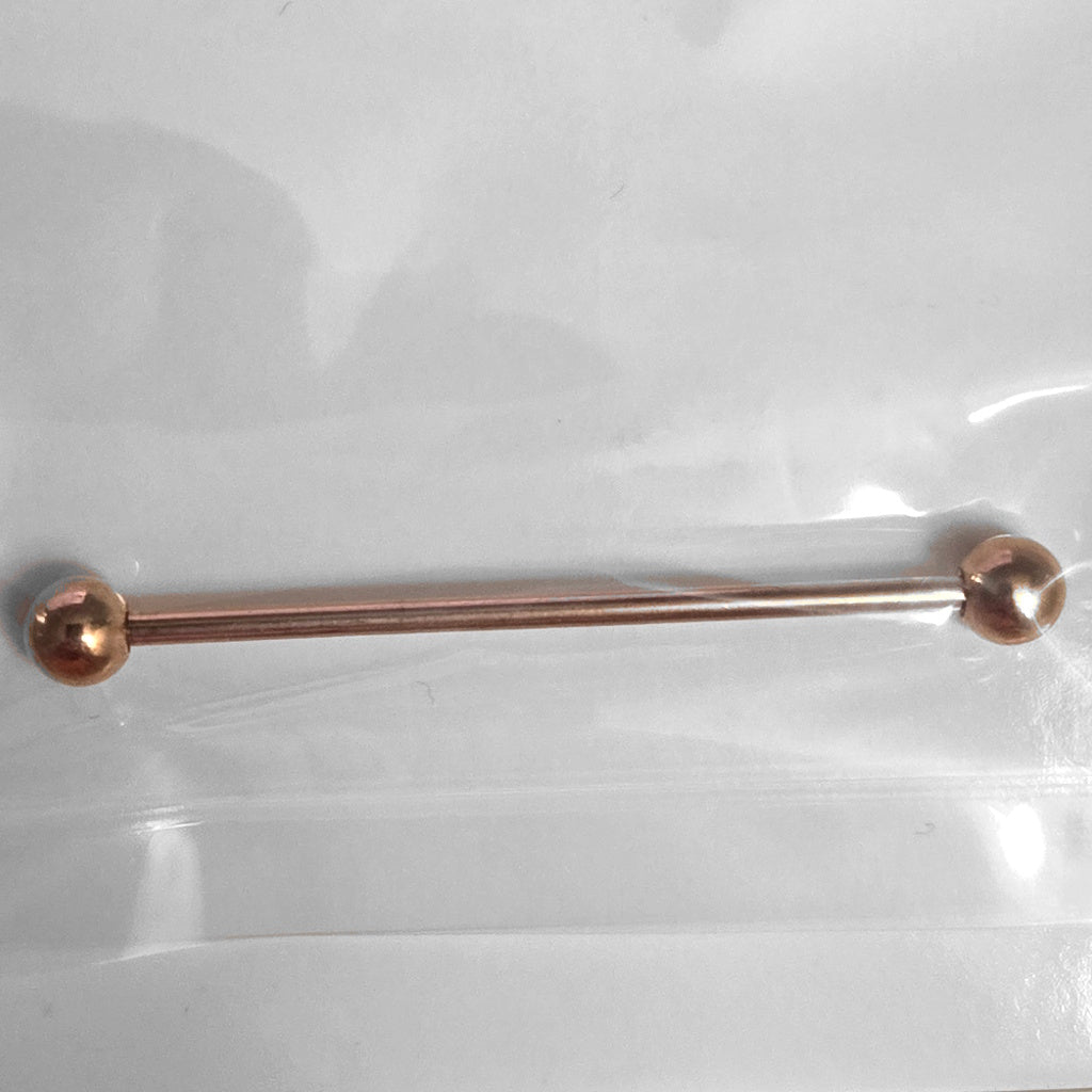 Classic Rose Gold Industrial Barbell 14G 316L Surgical Steel