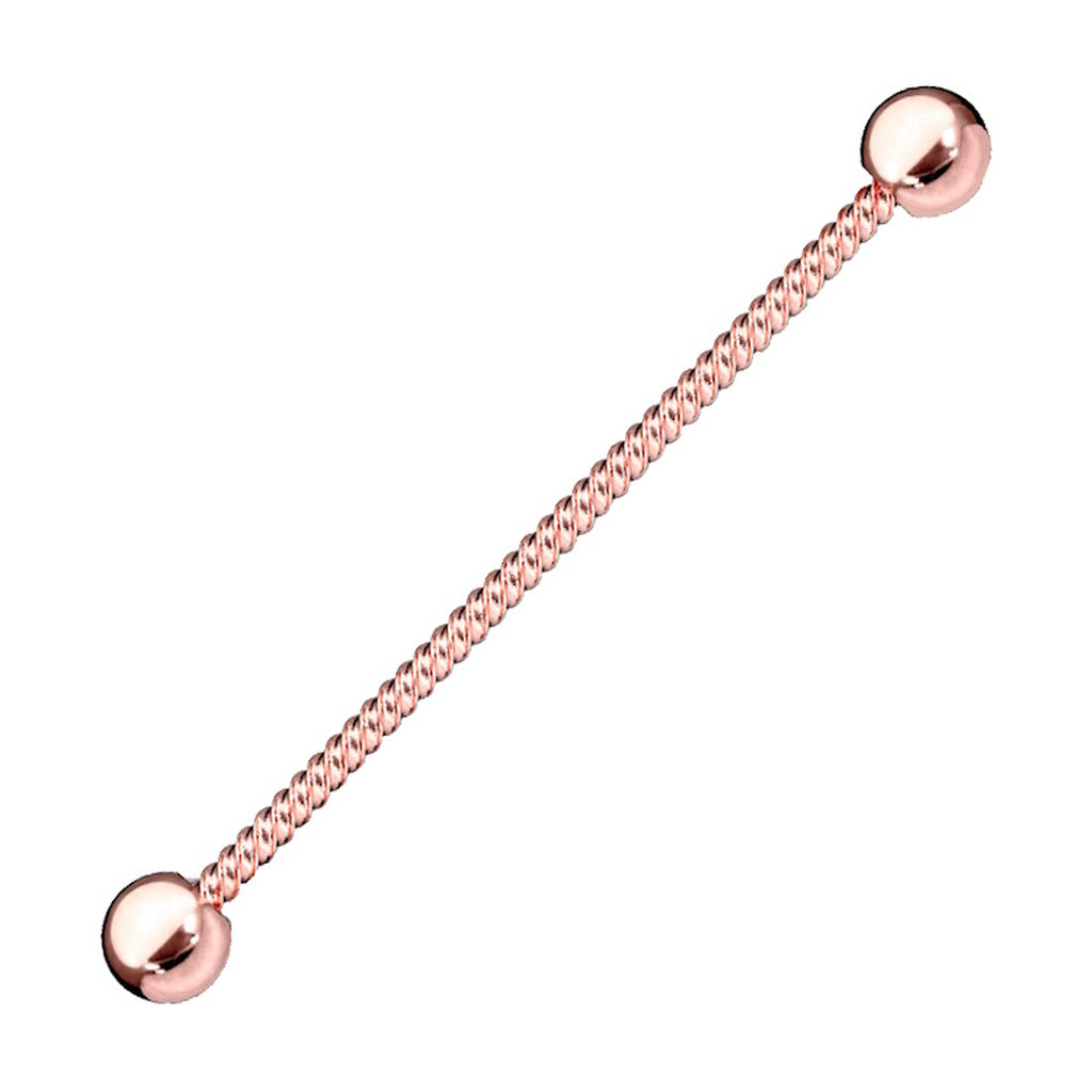 Twisted Rope Industrial Barbell 14G 316L Surgical Steel