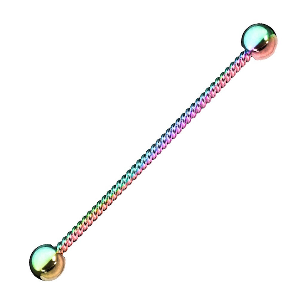 Twisted Rope Industrial Barbell 14G 316L Surgical Steel