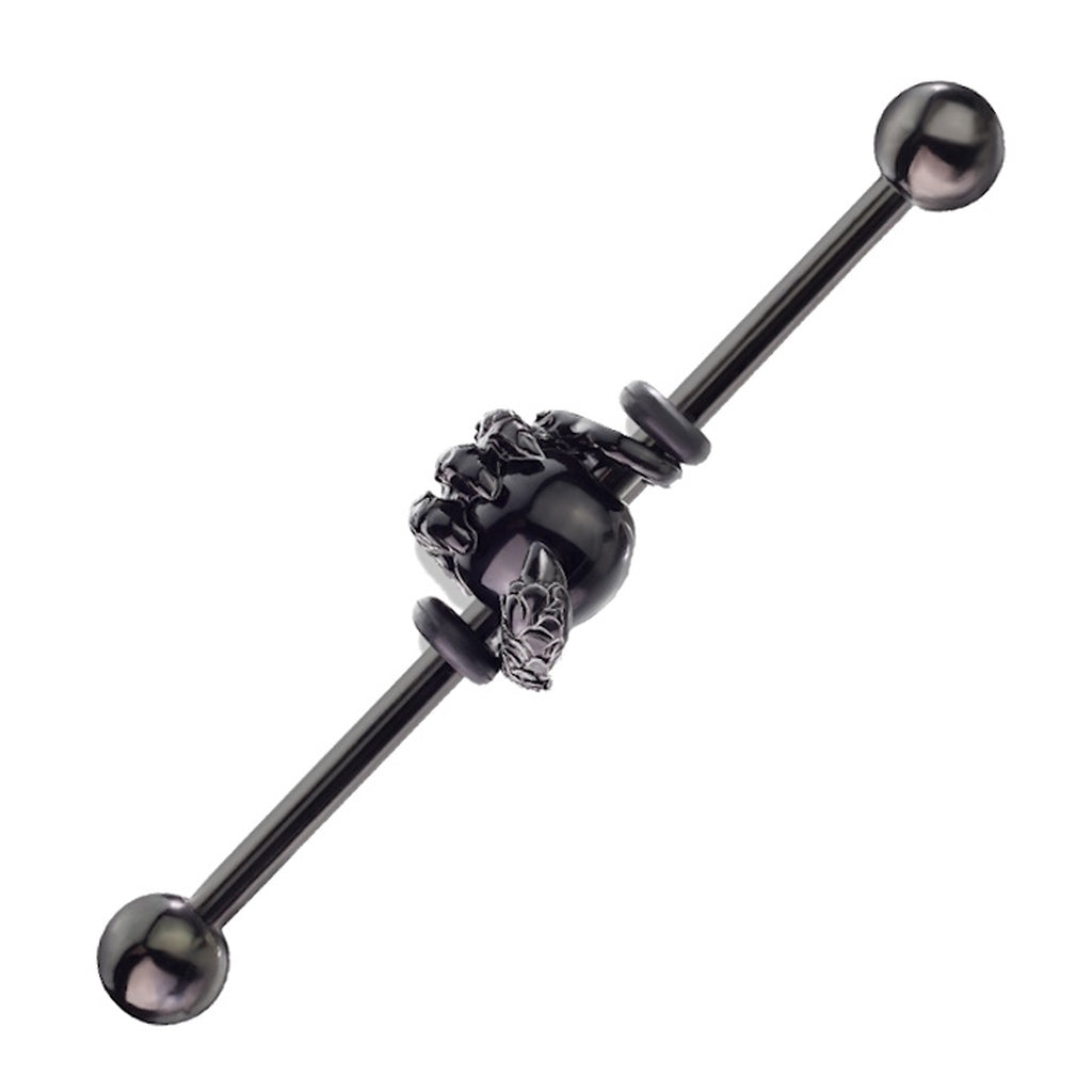 Black Dragon Claw Ball Industrial Barbell 14G 316L Surgical Steel