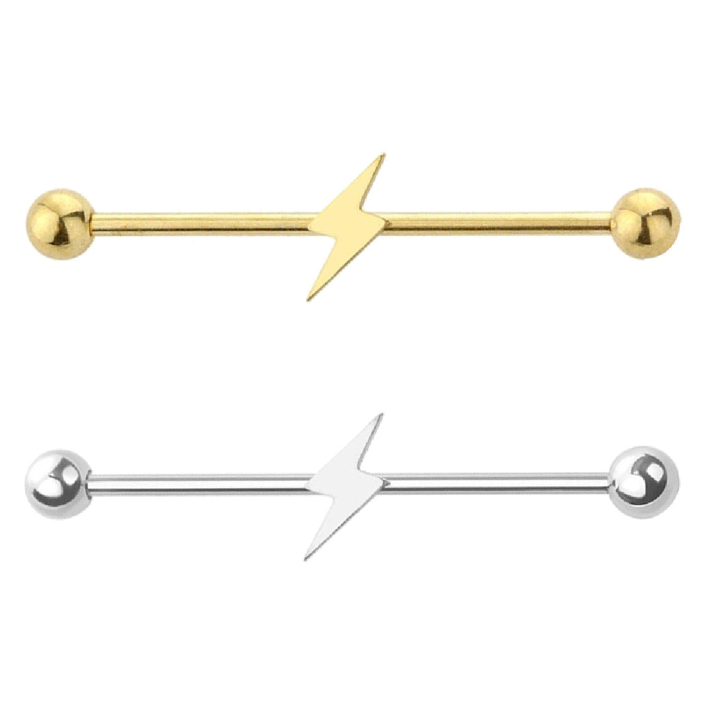 Lightning Bolt Industrial Barbell 14G 316L Surgical Steel