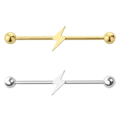 Lightning Bolt Industrial Barbell 14G 316L Surgical Steel