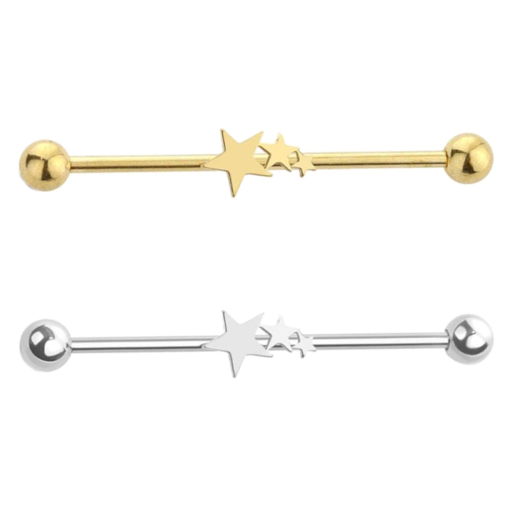 Triple Star Industrial Barbell 14G 316L Surgical Steel