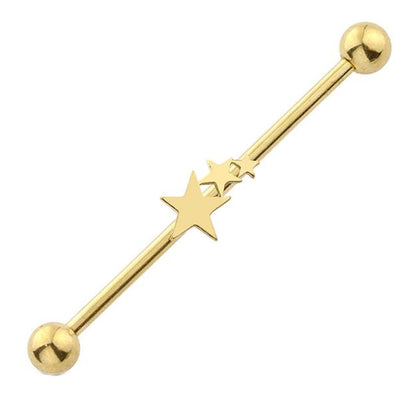 Triple Star Industrial Barbell 14G 316L Surgical Steel