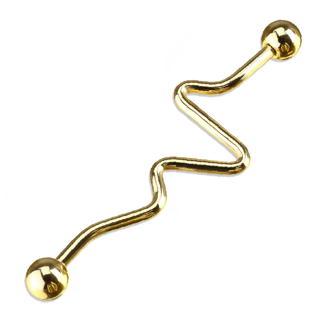 Zigzag Industrial Barbell 14G 316L Surgical Steel