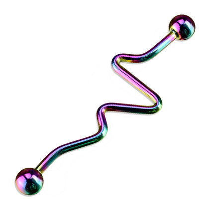 Zigzag Industrial Barbell 14G 316L Surgical Steel