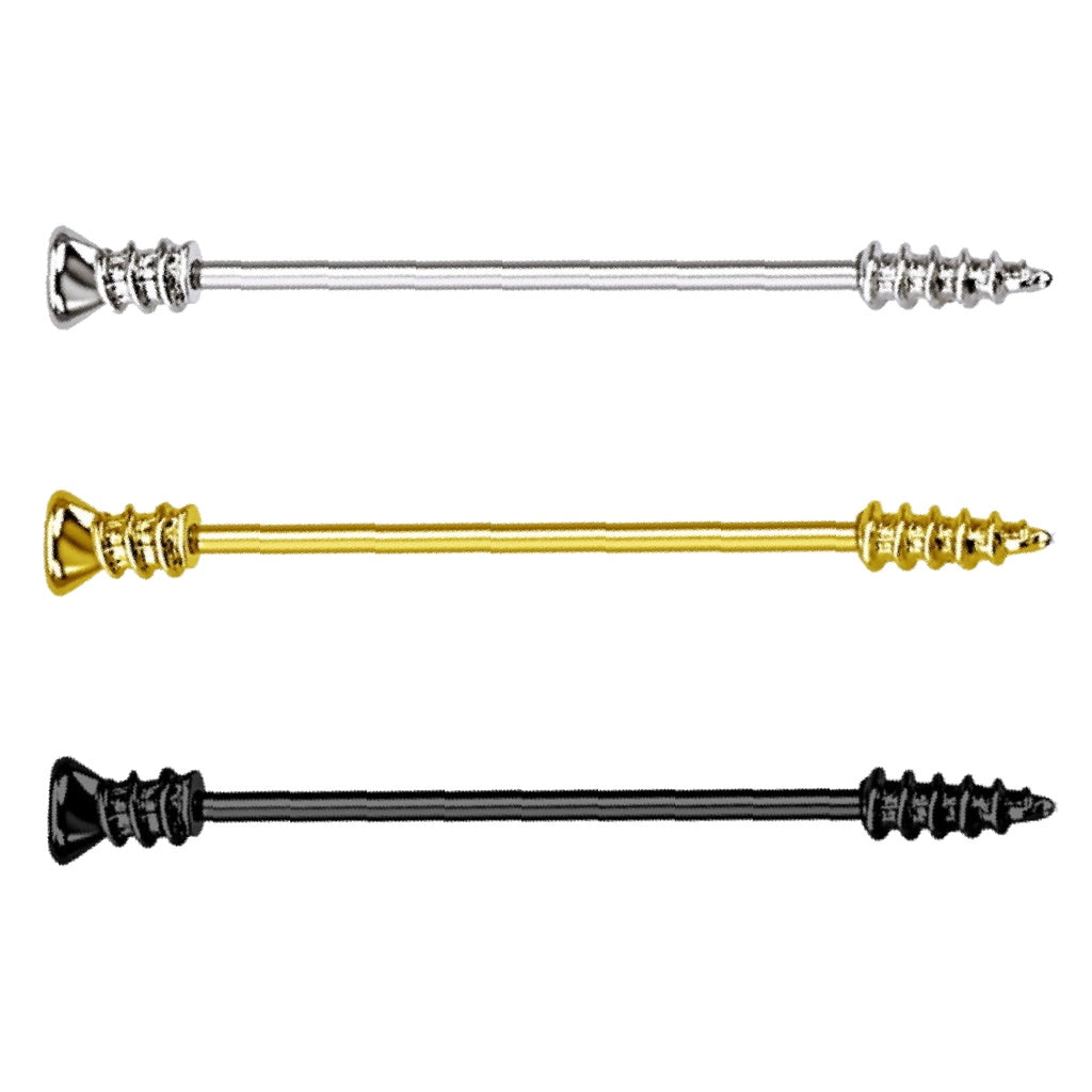 Phillips Screw Industrial Barbell 14G 316L Surgical Steel Brass