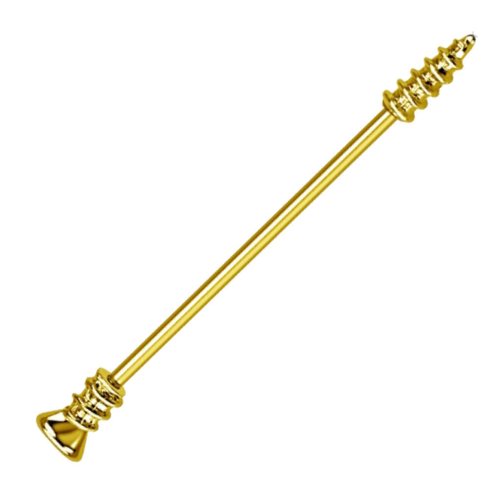 Phillips Screw Industrial Barbell 14G 316L Surgical Steel Brass