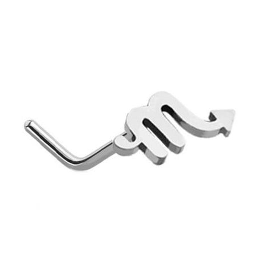 Scorpio Zodiac L Bend Nose Stud 20G 1/4" 316L Surgical Steel Nose Ring
