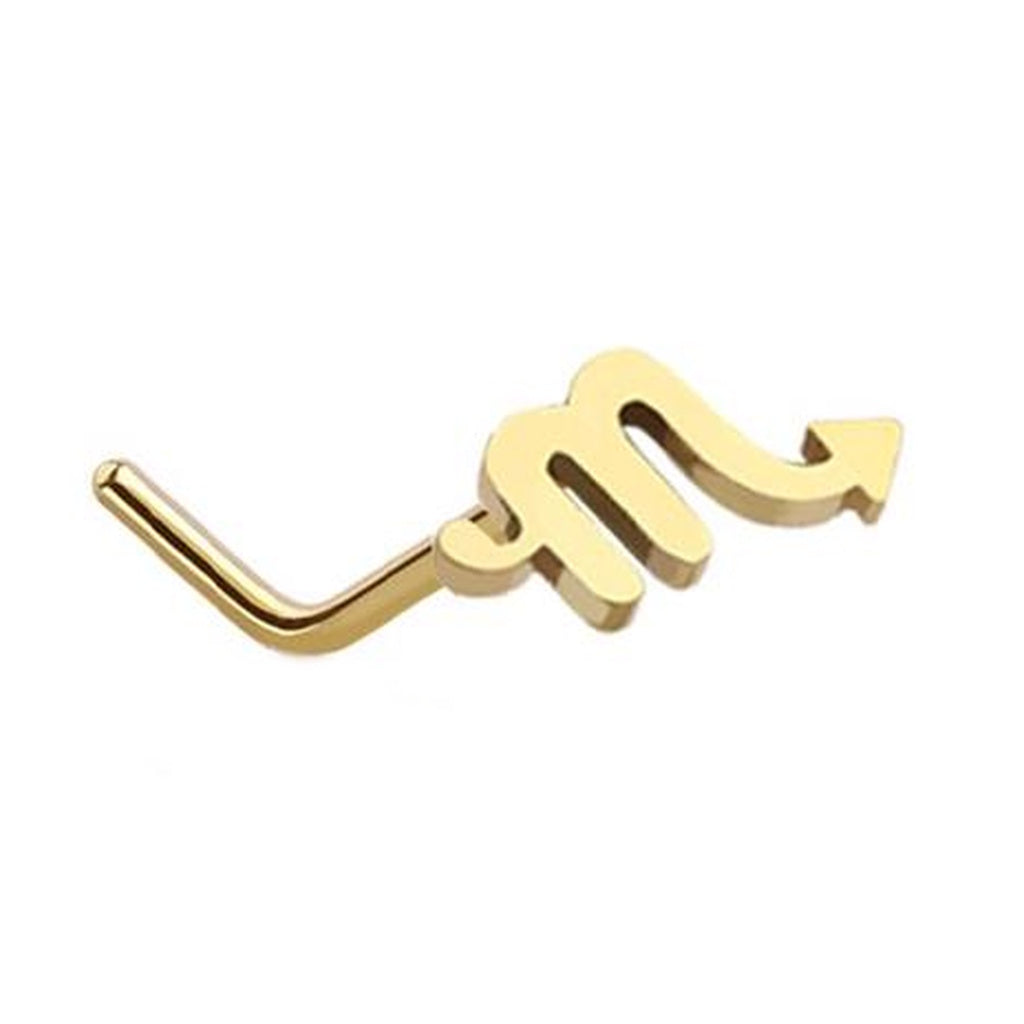 Scorpio Zodiac L Bend Nose Stud 20G 1/4" 316L Surgical Steel Nose Ring