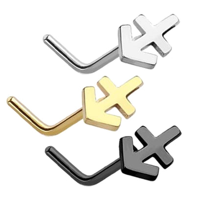 Sagittarius Zodiac L Bend Nose Stud 20G 1/4" 316L Surgical Steel Nose Ring