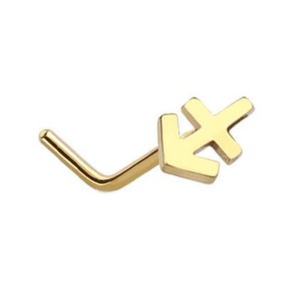 Sagittarius Zodiac L Bend Nose Stud 20G 1/4" 316L Surgical Steel Nose Ring