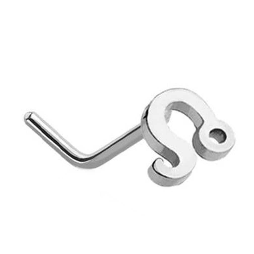 Leo Zodiac L Bend Nose Stud 20G 1/4" 316L Surgical Steel Nose Ring