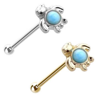 Sea Turtle Turquoise Nose Stud 20G Surgical Steel