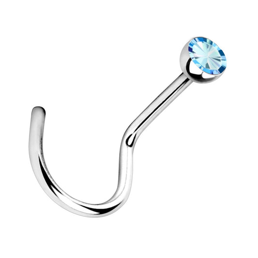 Multi Color Gem Nose Screw 20G 316L Surgical Steel