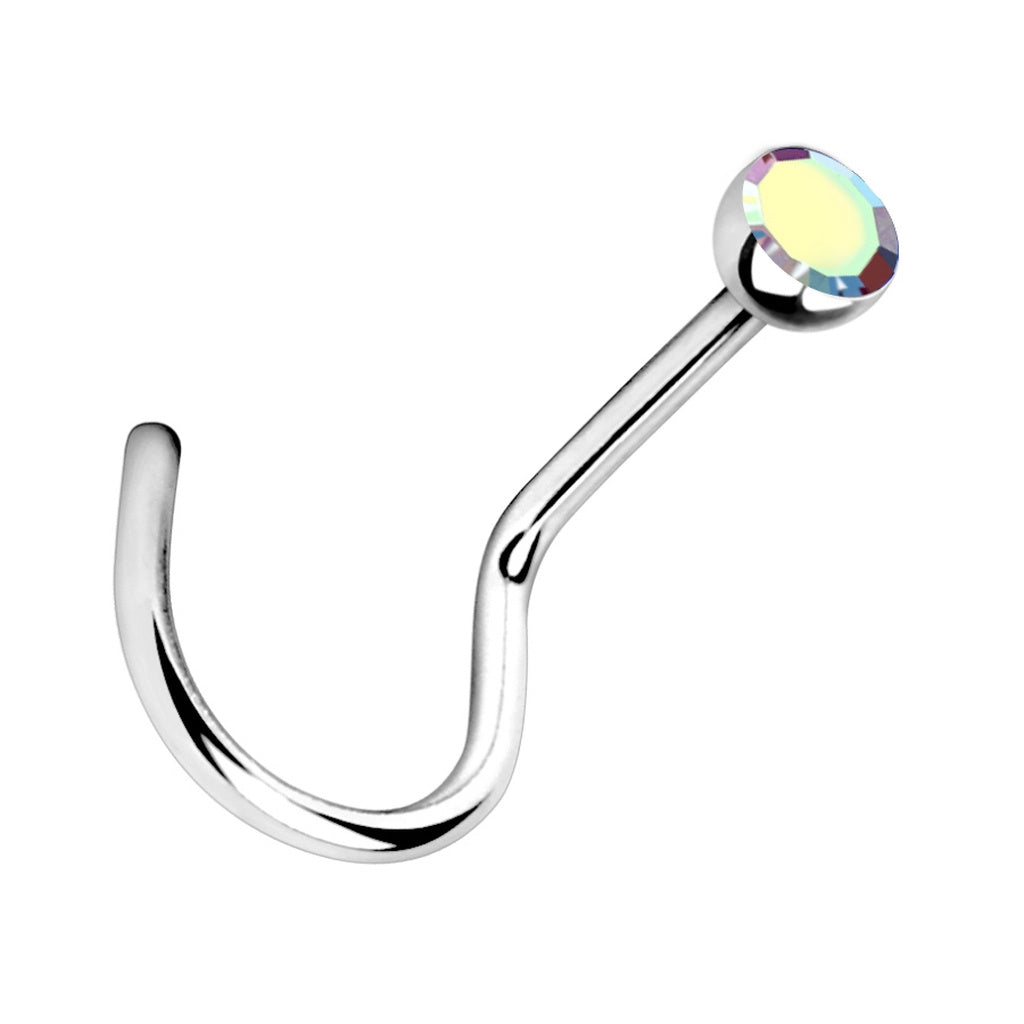Multi Color Gem Nose Screw 20G 316L Surgical Steel