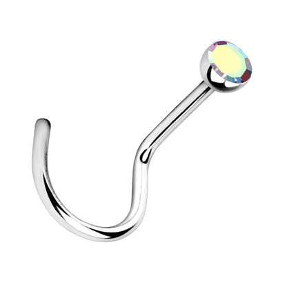 Multi Color Gem Nose Screw 20G 316L Surgical Steel