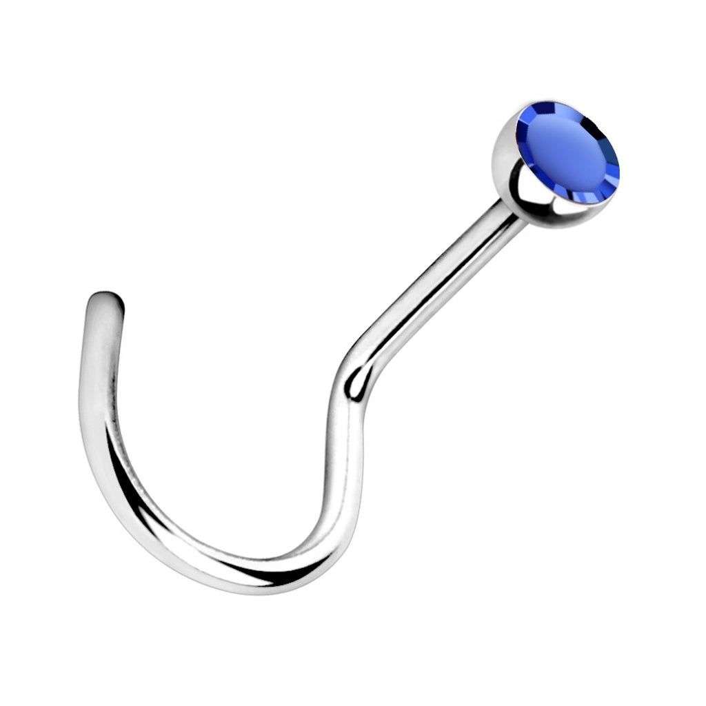 Multi Color Gem Nose Screw 20G 316L Surgical Steel