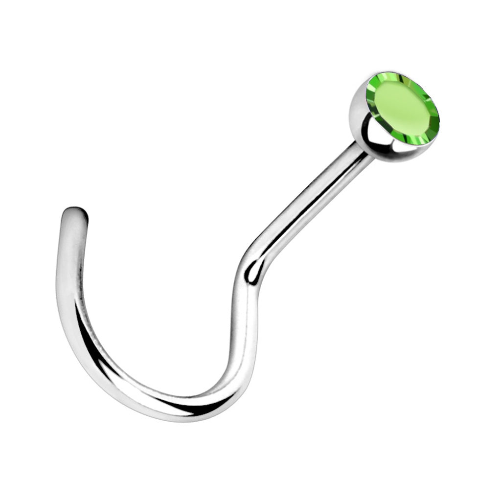 Multi Color Gem Nose Screw 20G 316L Surgical Steel