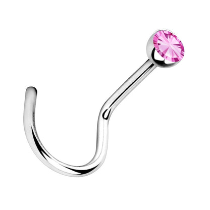 Multi Color Gem Nose Screw 20G 316L Surgical Steel